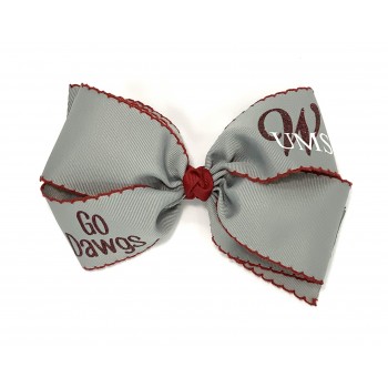 UMS-Wright (Gray) / Cranberry Pico Stitch Bow - 7 Inch